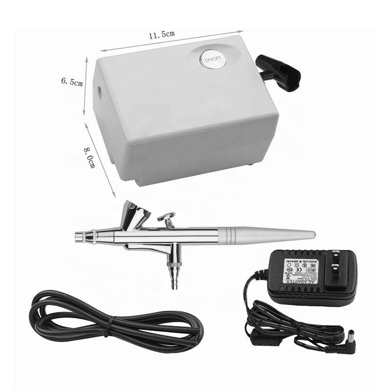 Pistol airbrush padat dengan pemampat mini untuk menghias kek, penyamakan, seni kuku, solek, dan pemodelan