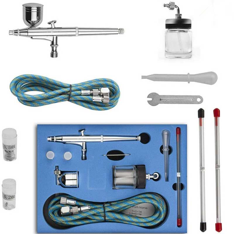 Kit Airbrush Feed Side 134k 0.2mm / 0.3mm / 0.5mm Action Action Airbrush dengan cawan 7cc / 20cc untuk pistol semburan cat ditetapkan untuk hiasan kek, lukisan, pemodelan, lukisan, cat kereta